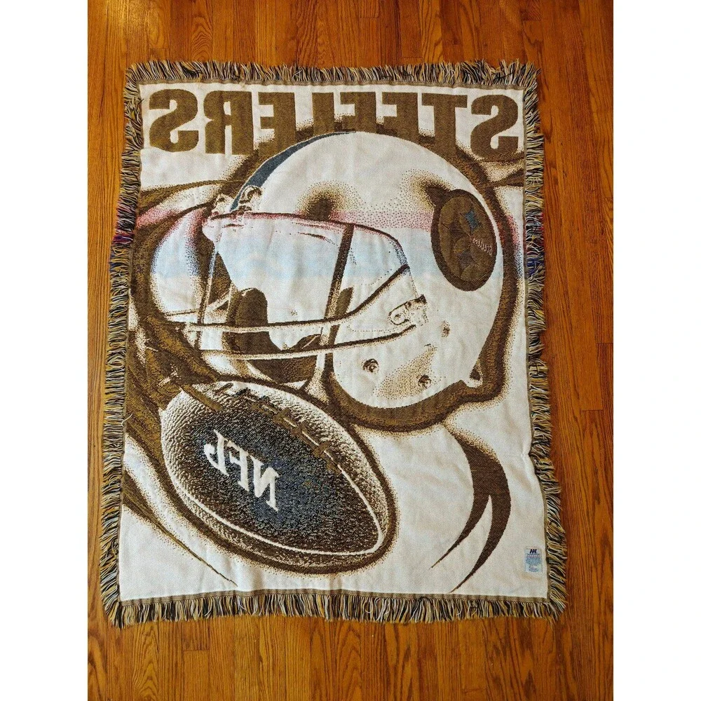 Vintage Pittsburgh Steelers NFL Acrylic Woven Throw Blanket Wall Tapestry 53x41